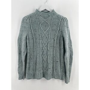Talbots Womens Sweater‎ Crewneck Cable Knit Chunky Sage Green Sz S Cozy Q1002
